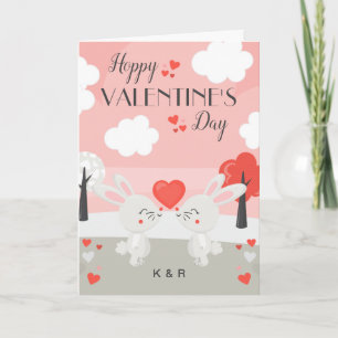Romantisches Hasenpaar zum Valentinstag Karte