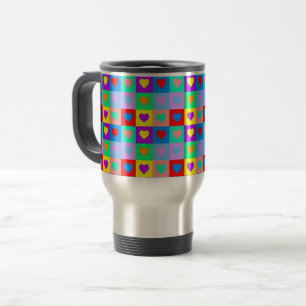 Romantisches Herz - Farbenfrohe Muster Pop Art Reisebecher