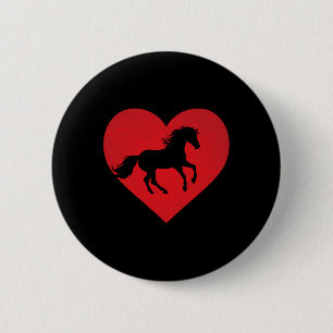 Romantisches Herz Gestreiftes Pferd Reittier Lover Button