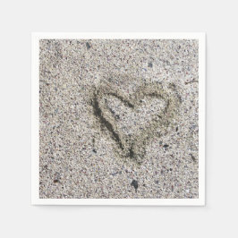 Romantisches Herz in Sand Foto Serviette