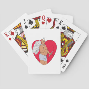 Romantisches Herz mit einem ungewöhnlichen Kupid Spielkarten