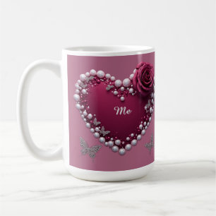 Romantisches Herz mit Perlenrand Kaffeetasse