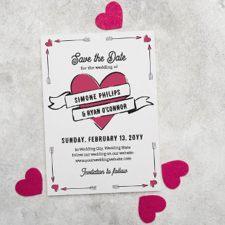 Romantisches Herz Pfeile und Band Save-the-Date Save The Date