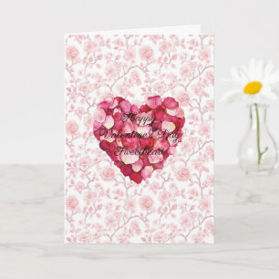 Romantisches Herz Rosenblüten Valentinstag Karte
