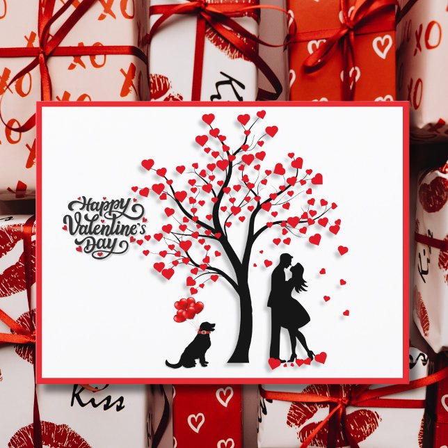 Romantisches Herz-Silhouette-Paar Feiertagspostkarte (A quiet Valentine for two people who chose each other.)