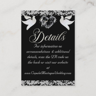 Romantisches Herz, Taube und Glitzer, QR-Code auf  Begleitkarte