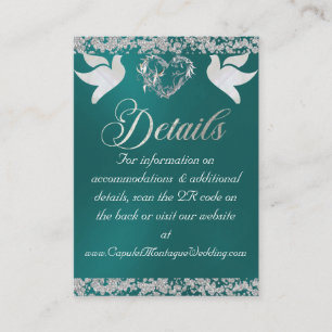 Romantisches Herz, Tauben und Glitzer, QR-Code auf Begleitkarte