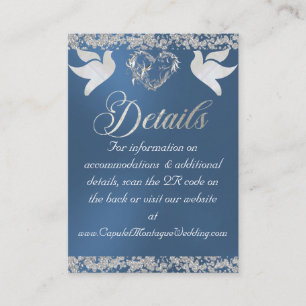 Romantisches Herz, Tauben und Glitzer, QR-Code auf Begleitkarte