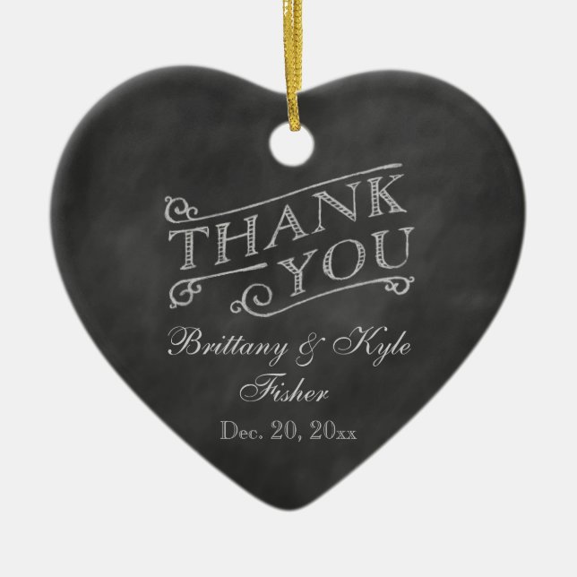 Romantisches Herz Vielen Dank auf Chalkboard Keramik Ornament (Vorne)