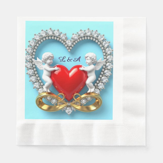 Romantisches Herzdesign Serviette (Vorderseite)