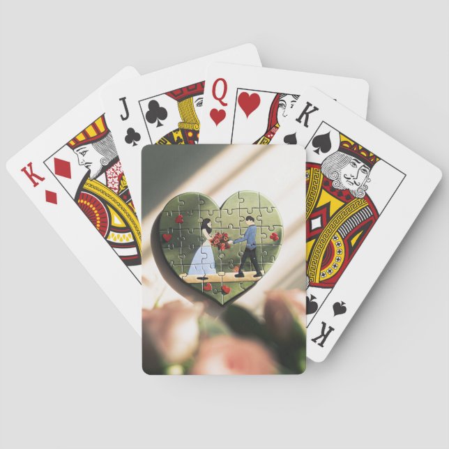 Romantisches Herzpuzzle Spielkarten (Rückseite)