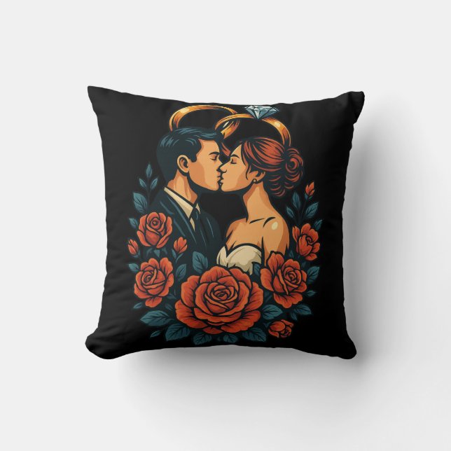 Romantisches Hochzeitscoupel Langschläfer Shirt Kissen (Vorderseite)