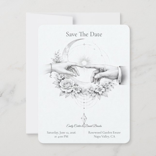 Romantisches Hochzeitshände-Minimalist-Design Save The Date (Vorderseite)