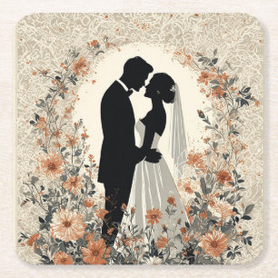 Romantisches Hochzeitspaar Rechteckiger Pappuntersetzer