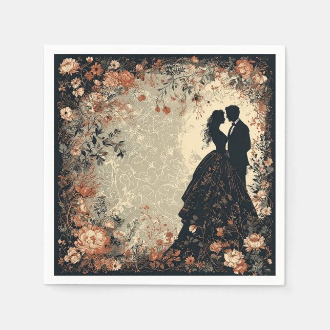 Romantisches Hochzeitspaar Serviette (Vorderseite)