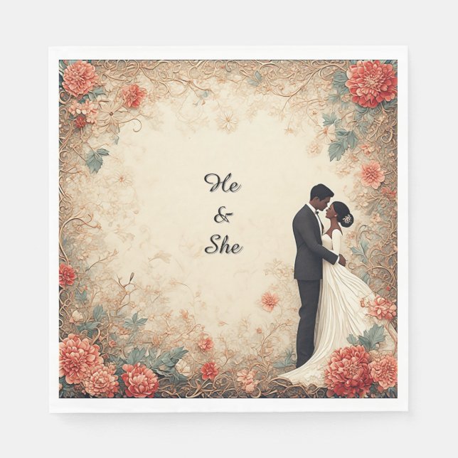 Romantisches Hochzeitspaar Serviette (Vorderseite)