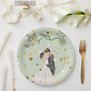 Romantisches Hochzeitspaar Teller Design   Elegant