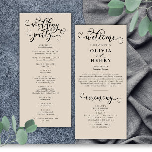 Romantisches Hochzeitsprogramm für Kalligrafie