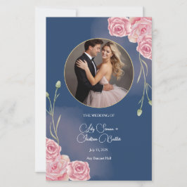 Romantisches Hochzeitsprogramm Navy Blue & Blush P