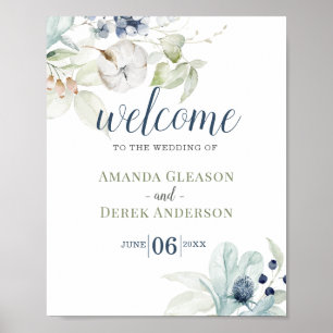 Romantisches Hochzeitstil Begrüßungszeichen Poster