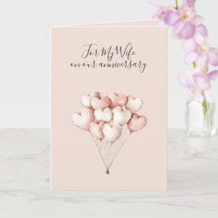Romantisches Ich liebe dich Jubiläum Rosa Herzen Karte