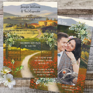 Romantisches italienisches Hochzeitsempfang Custom Einladung