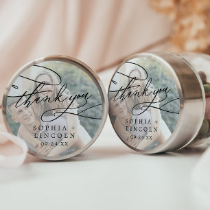 Romantisches Kalligrafie-Foto Danke, dass Sie für Runder Aufkleber