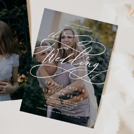 Romantisches kalligrafisches dunkles Foto Blühe Ho Einladung