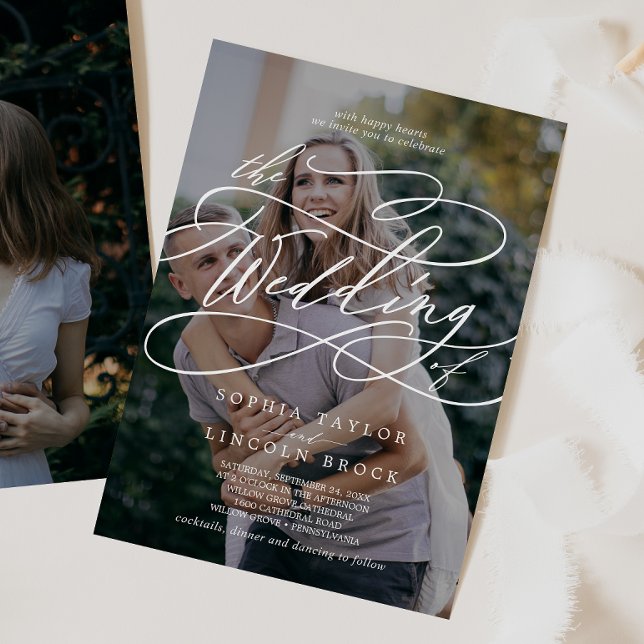 Romantisches kalligrafisches dunkles Foto Blühe Ho Einladung (Von Creator hochgeladen)