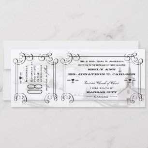 Romantisches Kapellen-Landstraßen-Ticket Hochzeit Einladung
