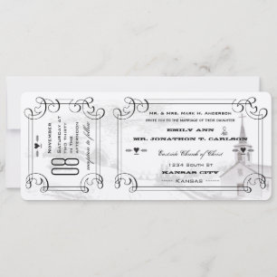 Romantisches Kapellen-Landstraßen-Ticket Hochzeit Einladung