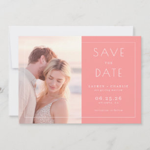 Romantisches Korallen-Minimalistisches Foto Save The Date