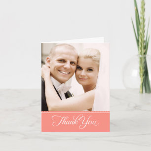 Romantisches Korallenbanner Foto Hochzeit Dankeskarte