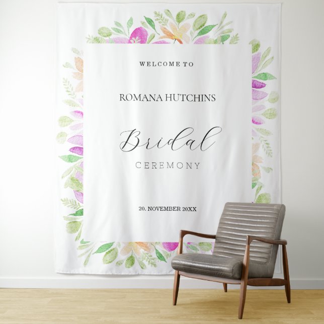 Romantisches Land Floral Wasserfarbe Handgemalt Wandteppich (Beispiel)