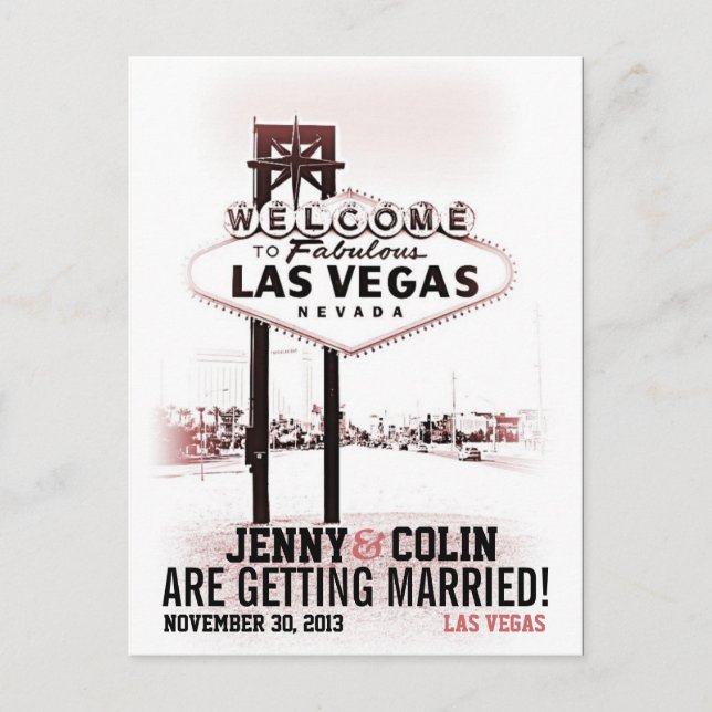 Romantisches Las Vegas Wedding Foto Save the Date Ankündigungspostkarte (Vorderseite)