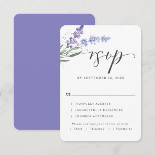 Romantisches Lavendel-Wasserfarben-Blumen   Essens RSVP Karte