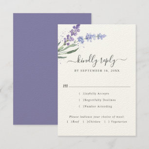 Romantisches Lavendel-Wasserfarben-Blumen   Essens RSVP Karte