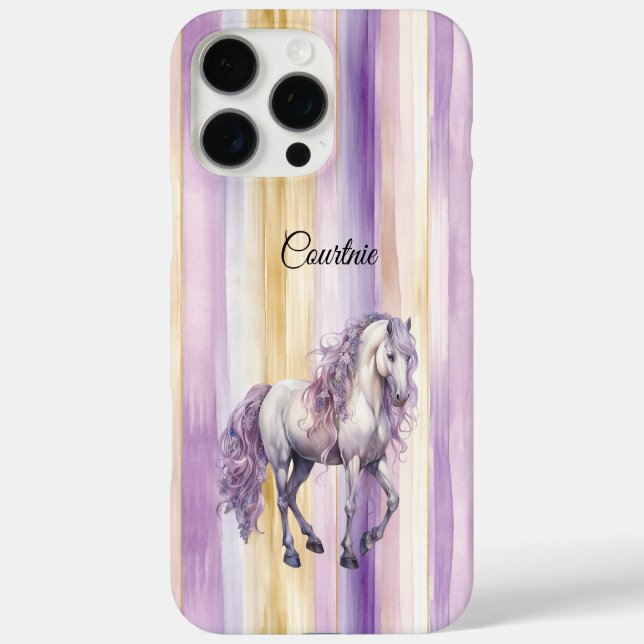 Romantisches Lavendel-Weiße Pferd iPhone 16 Pro Max Hülle (Rückseite)