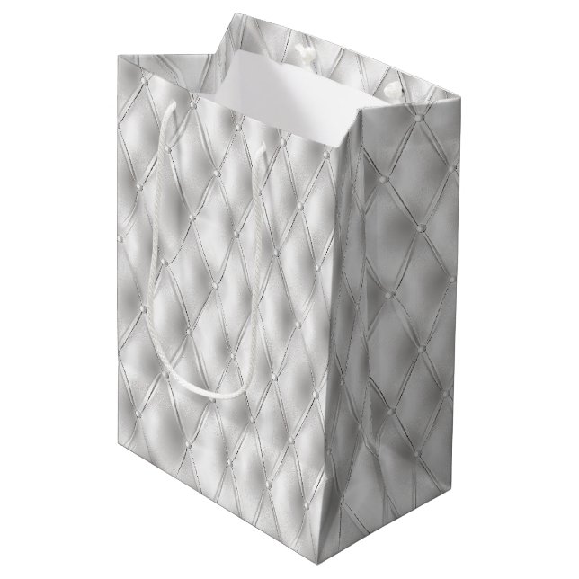 Romantisches Leather der weißen Imitate Mittlere Geschenktüte (Vorderseite Schrägansicht)