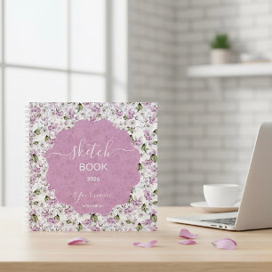 Romantisches lila Blumen Skizzenbuch Notizbuch