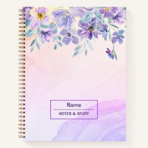 Romantisches lila Floren Notizbuch