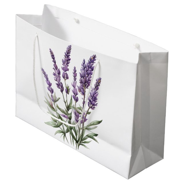 Romantisches Lila Lavendel-Brautparty Große Geschenktüte (Vorderseite Schrägansicht)