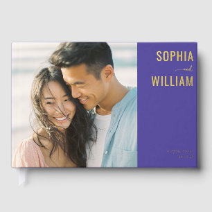 Romantisches lila minimalistisches Foto Gästebuch