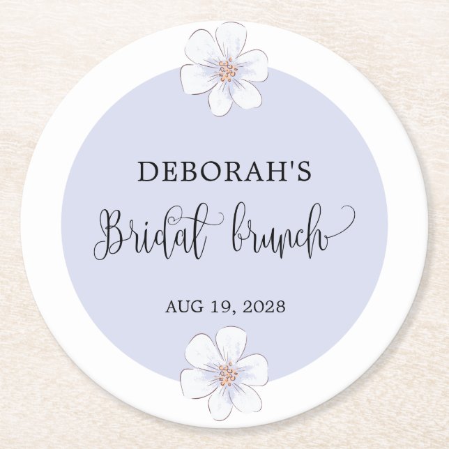 Romantisches Lilac Floral Brautparty Runder Pappuntersetzer (Vorderseite)
