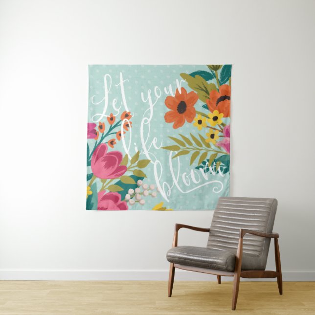 Romantisches Luxe X | ließ Ihre Leben-Blüte Wandteppich (Beispiel (Horizontal))