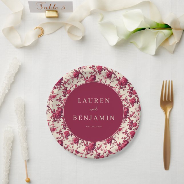 Romantisches Marineblumen-Muster Pappteller (Hochzeit)