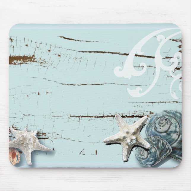 Romantisches MeerShell Beach Hochzeitsvorteil Mousepad (Vorne)