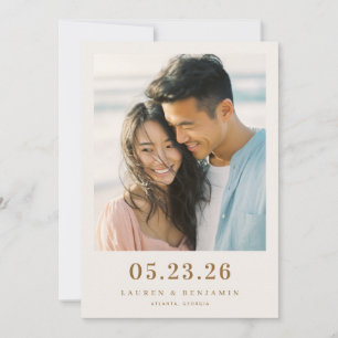 Romantisches Minimalistisches Beige-Foto Save The Date