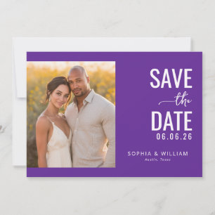 Romantisches modernes Foto in Lila Save The Date