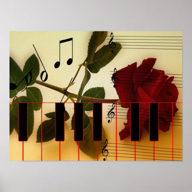 Romantisches Musical Piano Keys Poster (Vorne)